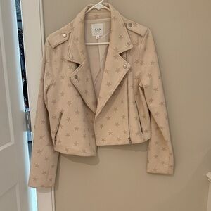 Le Lis Beige Star-Patterned Leather Jacket